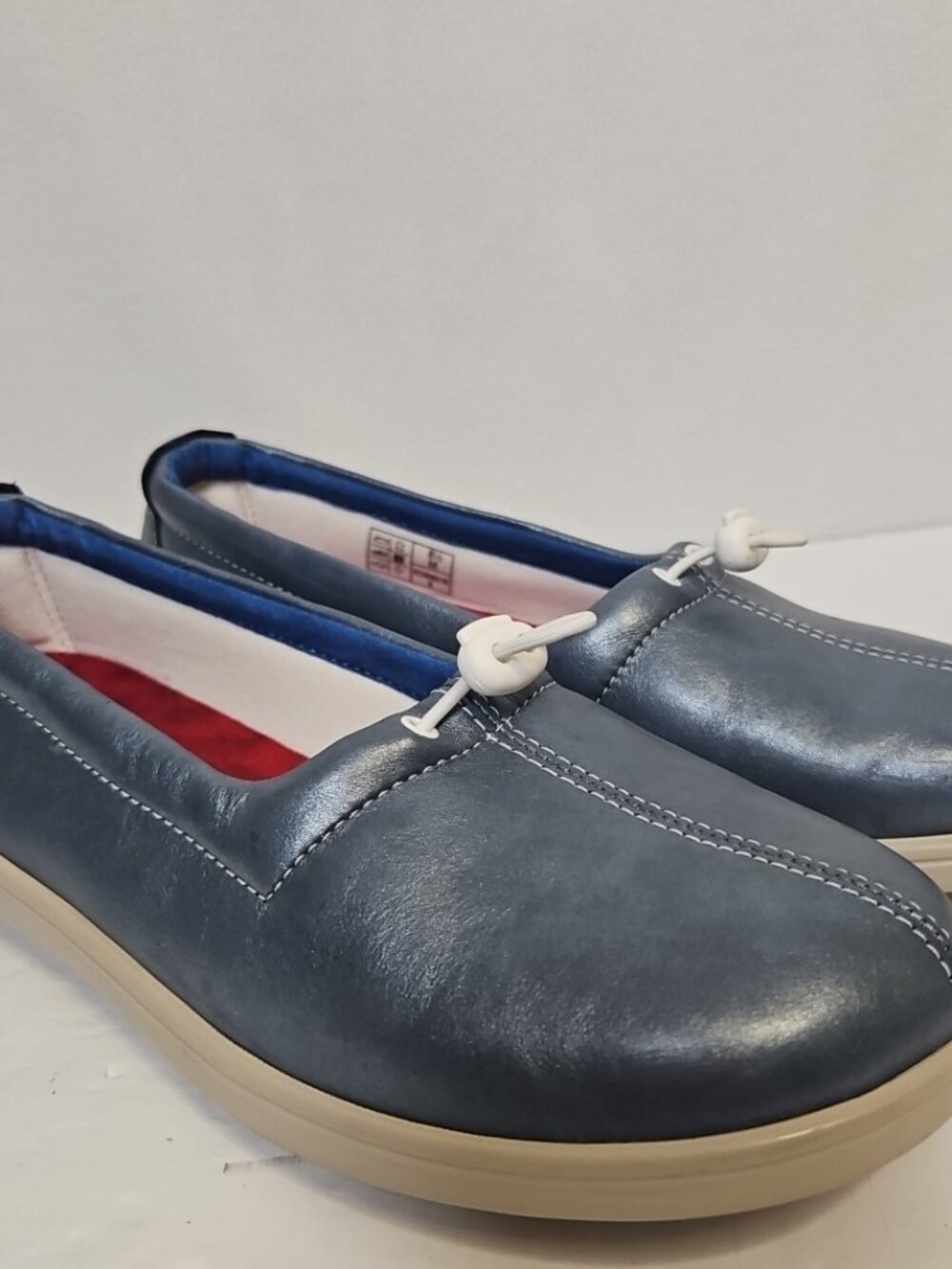 SAS Funk Active Womens Loafer Shoes Sz 8.5 M Metallic Blue Slip On Comfort Soft